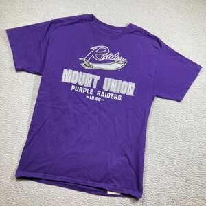 Mount‎ Union University Raiders T Shirt Adult Medium Purple Raiders Short Sleeve